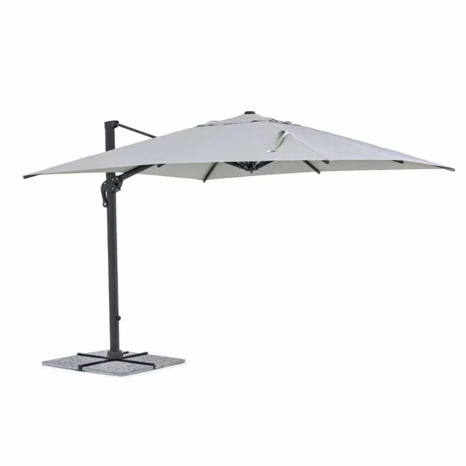 Parapluie d'extérieur 3x3 avec tissu gris clair et structure anthracite - Dalton Viadurini