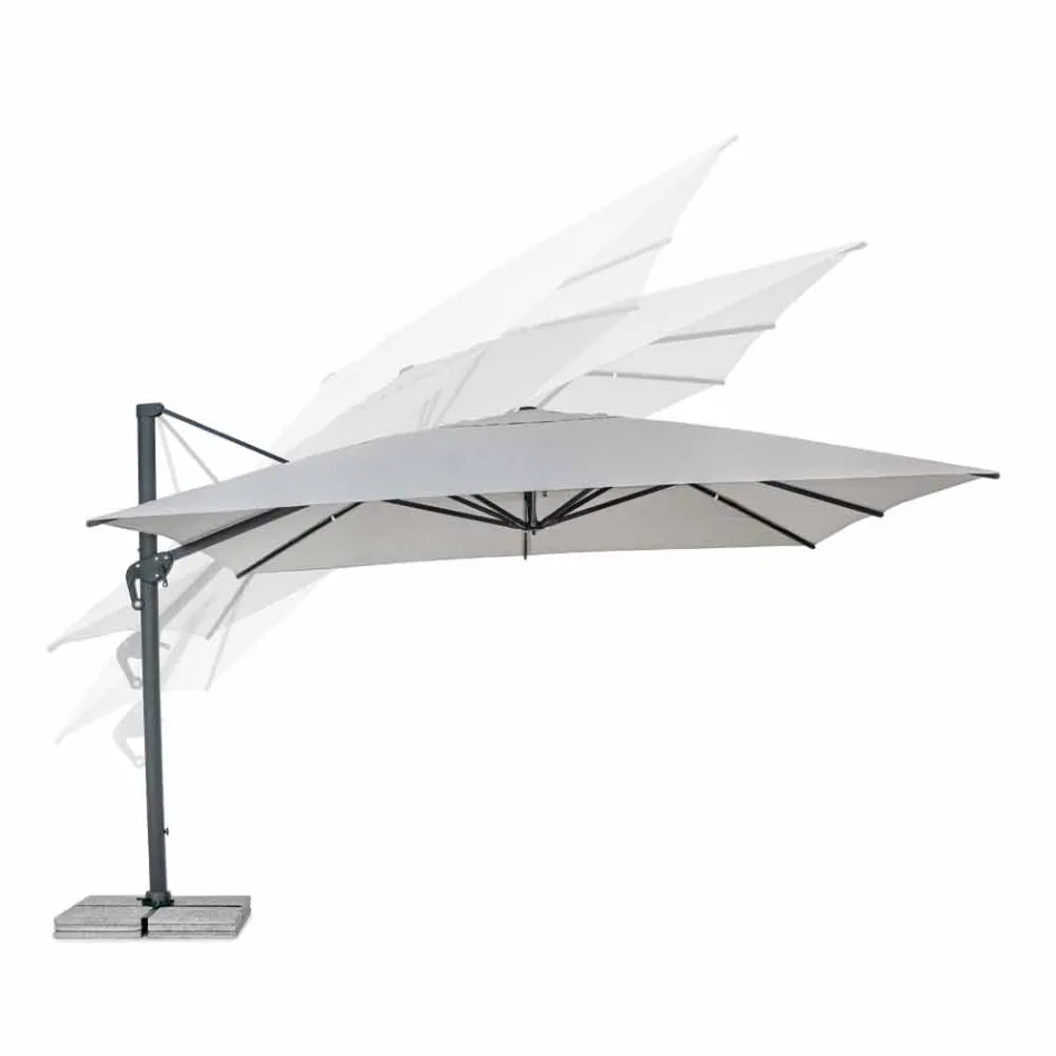 Parapluie d'extérieur 4x4 en polyester gris clair et aluminium - Daniel Viadurini