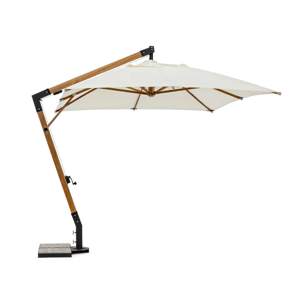 Parasol d'extérieur en bois et polyester écru 3x4, Homemotion - Passmore Viadurini