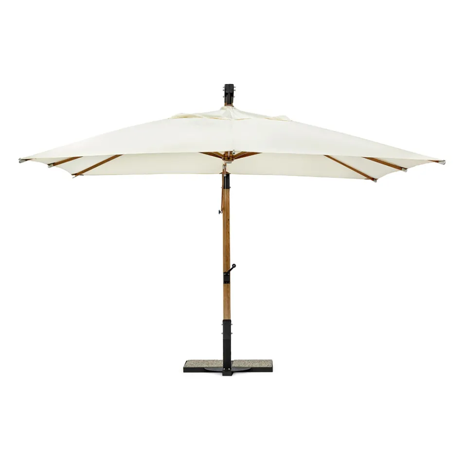 Parasol d'extérieur en bois et polyester écru 3x4, Homemotion - Passmore Viadurini