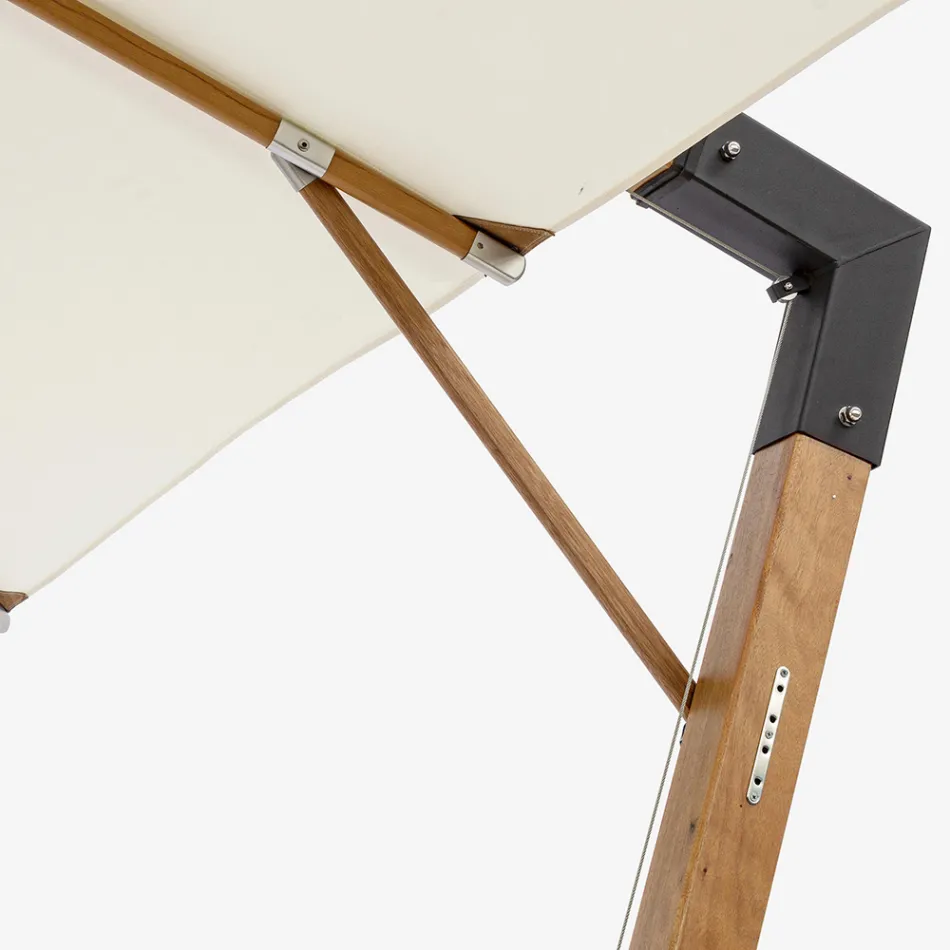 Parasol d'extérieur en bois et polyester écru 3x4, Homemotion - Passmore Viadurini