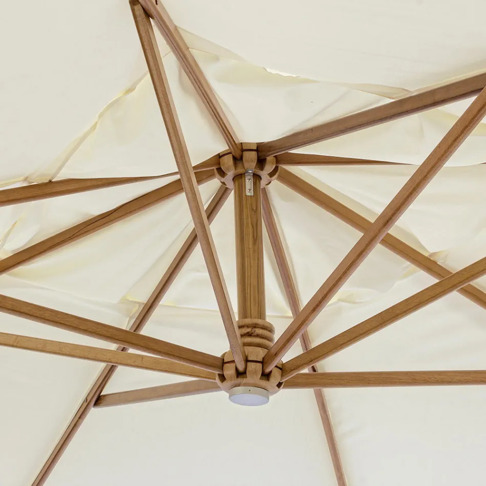 Parasol d'extérieur en bois et polyester écru 3x4, Homemotion - Passmore Viadurini