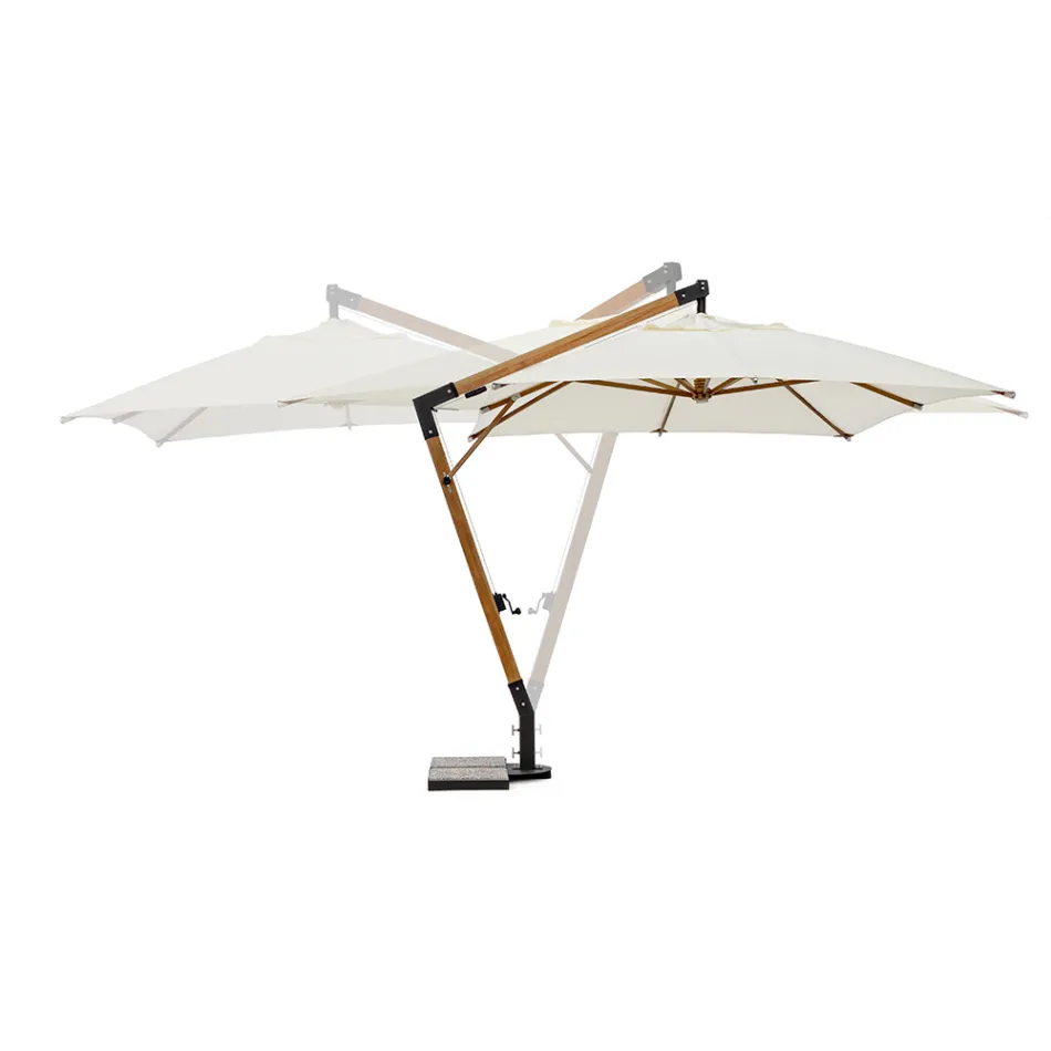 Parasol d'extérieur en bois et polyester écru 3x4, Homemotion - Passmore Viadurini