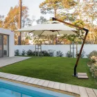 Parasol d'extérieur en bois et polyester écru 3x4, Homemotion - Passmore Viadurini