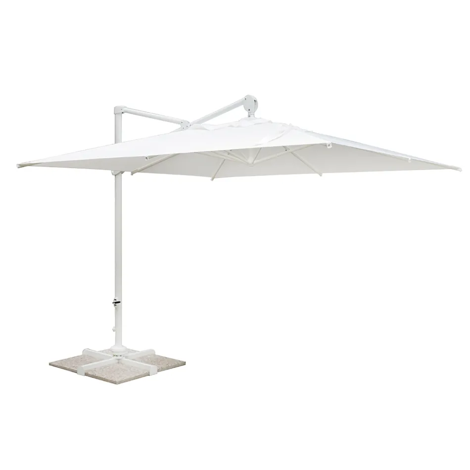 Parasol d'extérieur en polyester avec structure en aluminium blanc - Zinica Viadurini