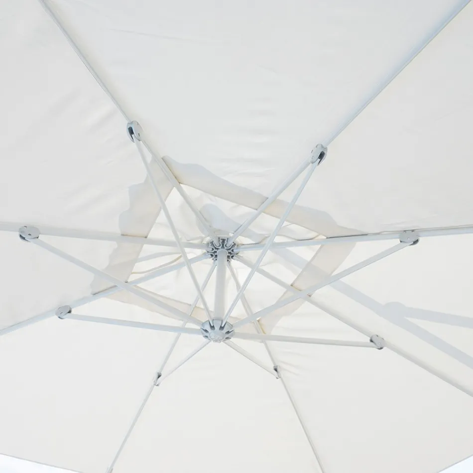 Parasol d'extérieur en polyester avec structure en aluminium blanc - Zinica Viadurini
