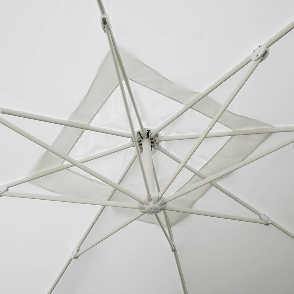 Parasol d'extérieur en polyester avec structure en aluminium blanc - Zinica Viadurini