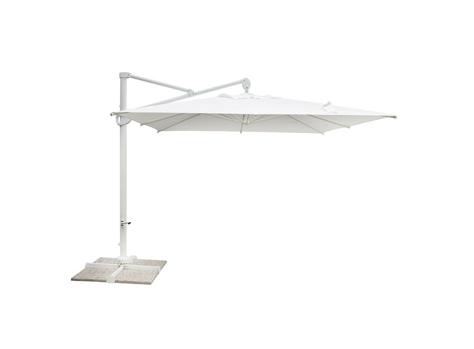 Parasol d'extérieur en polyester avec structure en aluminium blanc - Zinica Viadurini