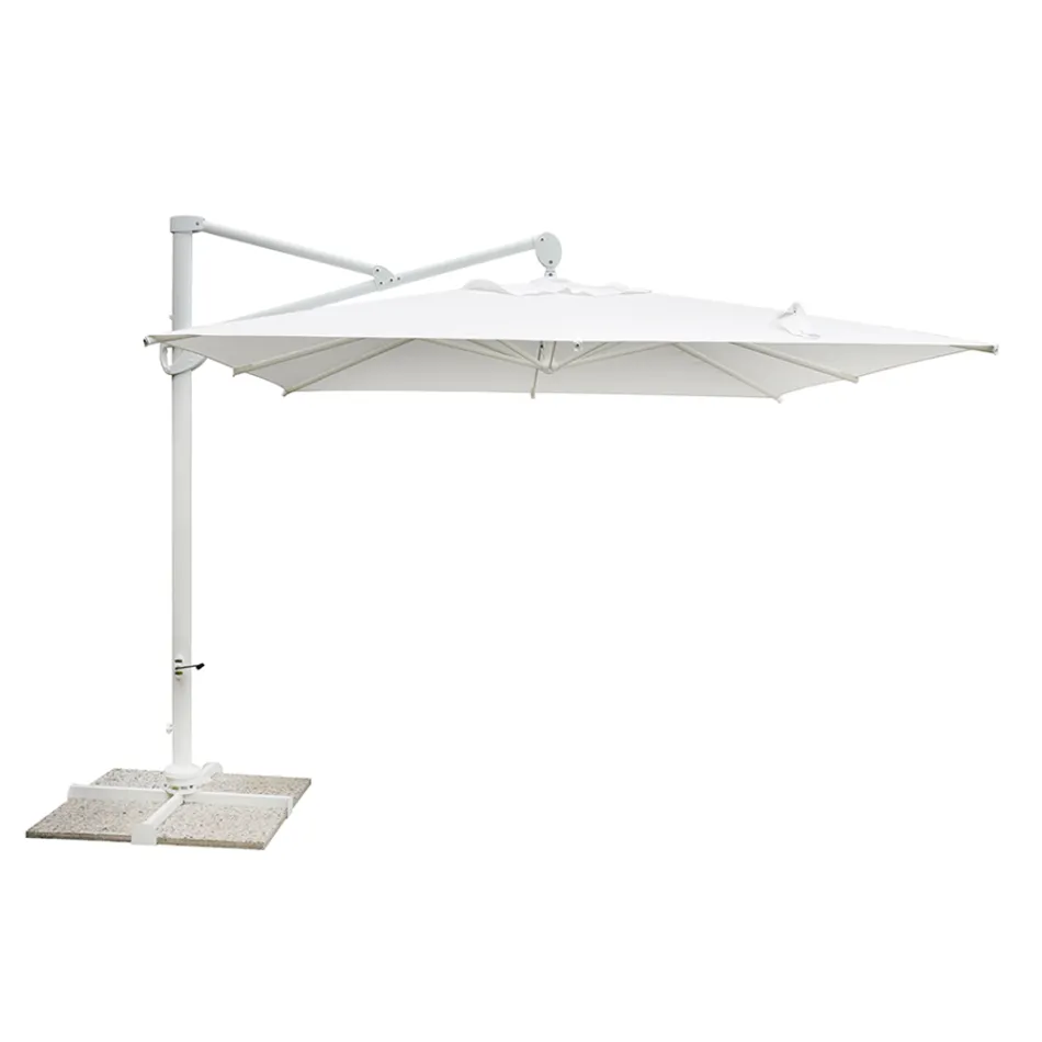 Parasol d'extérieur en polyester avec structure en aluminium blanc - Zinica Viadurini