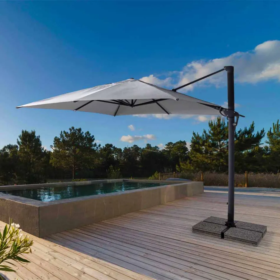 Parasol de jardin 3x4 avec tissu polyester gris clair - Dalton Viadurini
