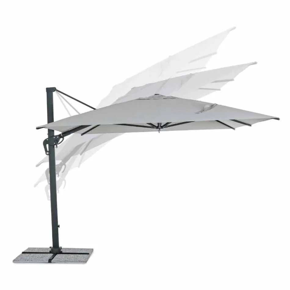 Parasol de jardin 3x4 avec tissu polyester gris clair - Dalton Viadurini