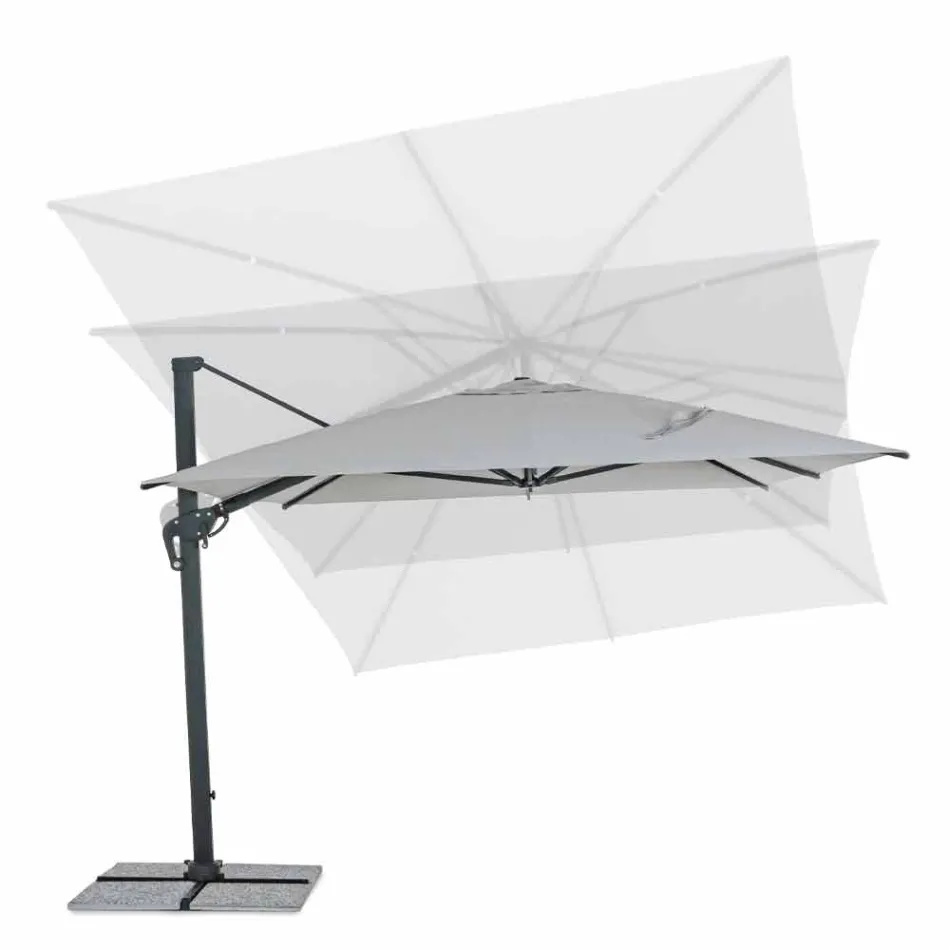 Parasol de jardin 3x4 avec tissu polyester gris clair - Dalton Viadurini