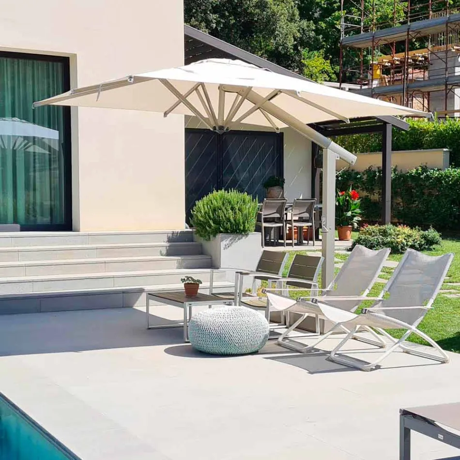 Parasol de jardin en aluminium blanc ou anthracite 300x300 cm - Lapillo Viadurini