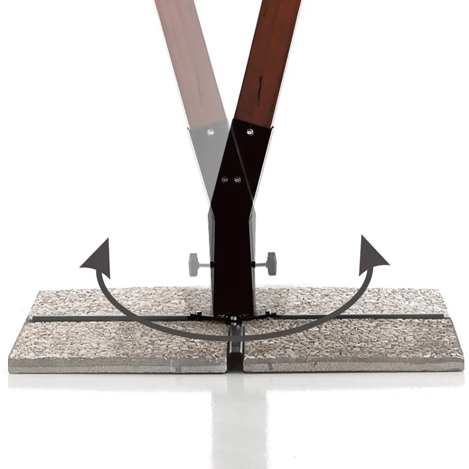 Parasol en bois massif avec auvent en polyester enduit de PVC - Devoir Viadurini