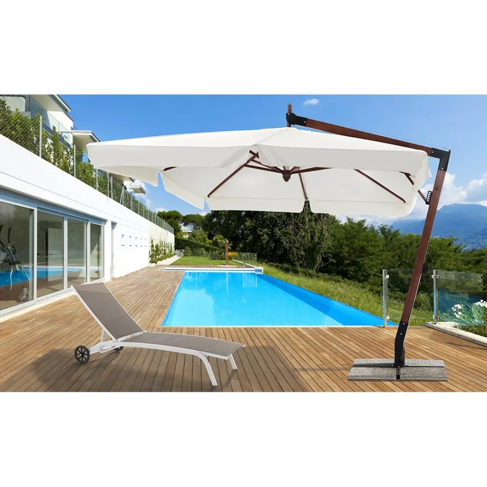 Parasol en bois massif avec auvent en polyester enduit de PVC - Devoir Viadurini