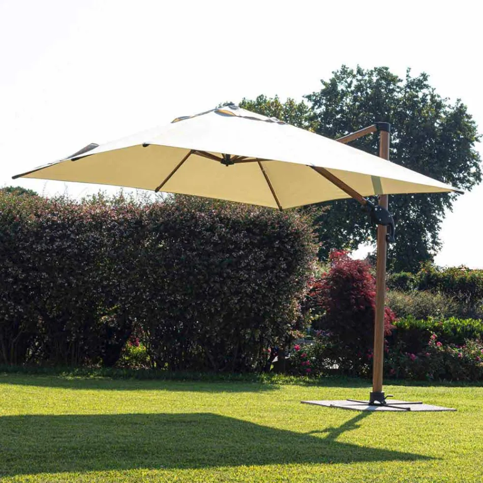 Parapluie d'extérieur 3x3 en aluminium avec tissu polyester beige - Leano Viadurini