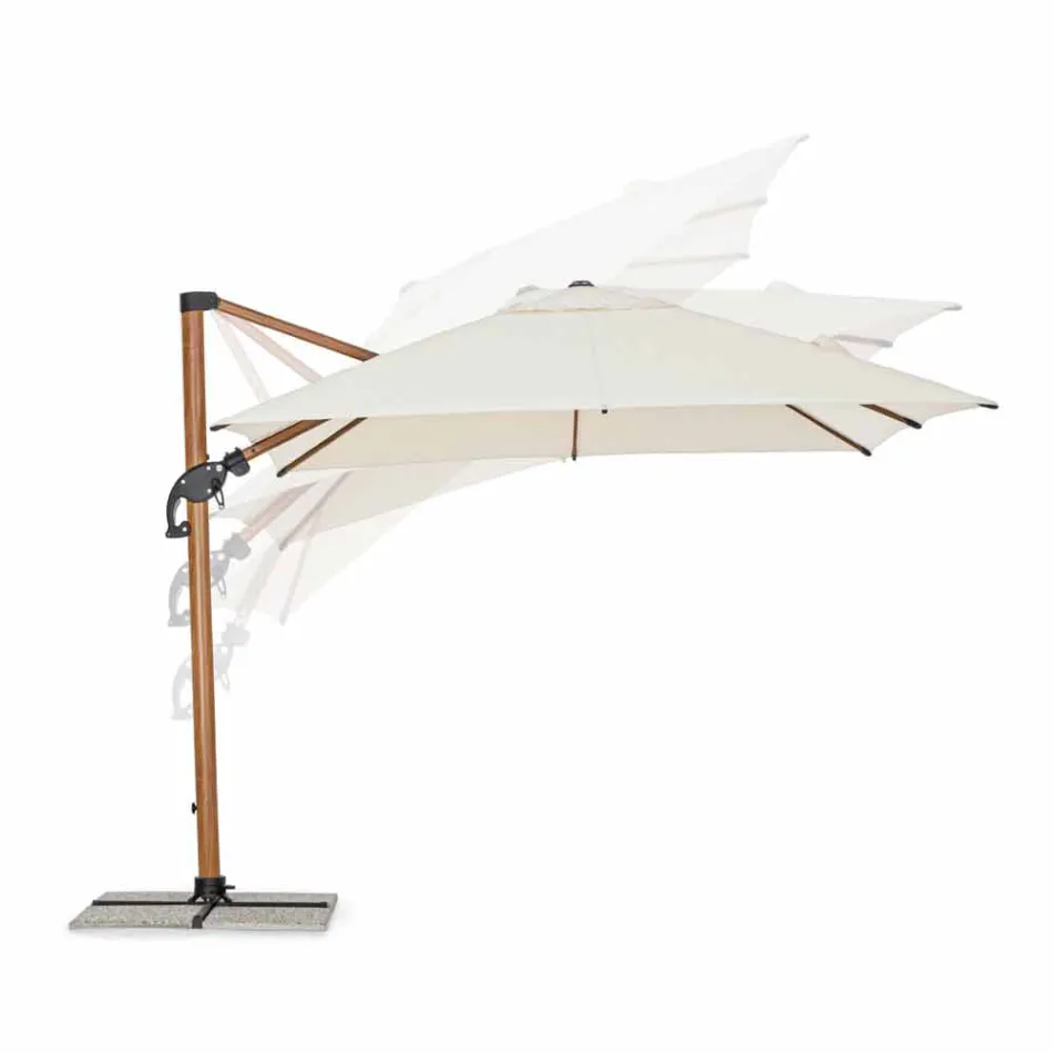 Parapluie d'extérieur 3x3 en aluminium avec tissu polyester beige - Leano Viadurini