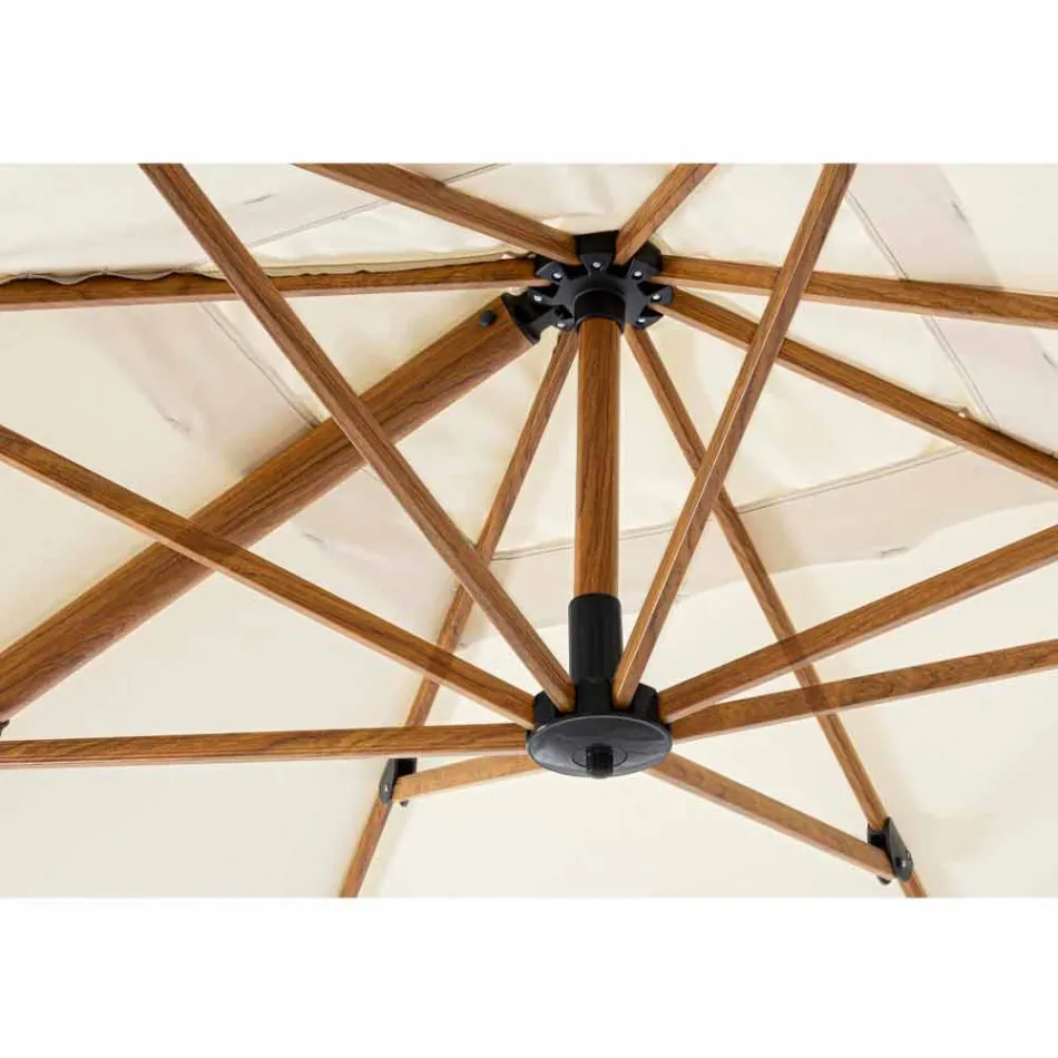 Parapluie d'extérieur 3x3 en aluminium avec tissu polyester beige - Leano Viadurini