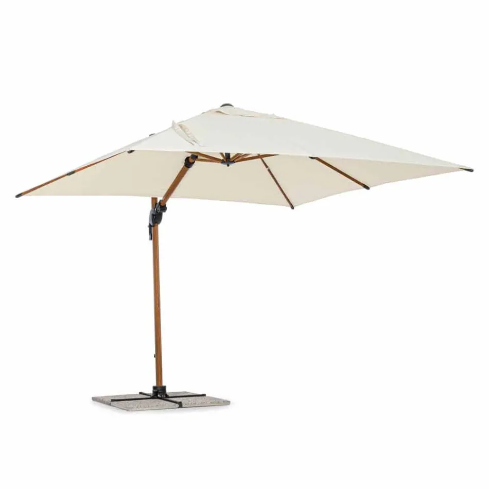 Parapluie d'extérieur 3x3 en aluminium avec tissu polyester beige - Leano Viadurini