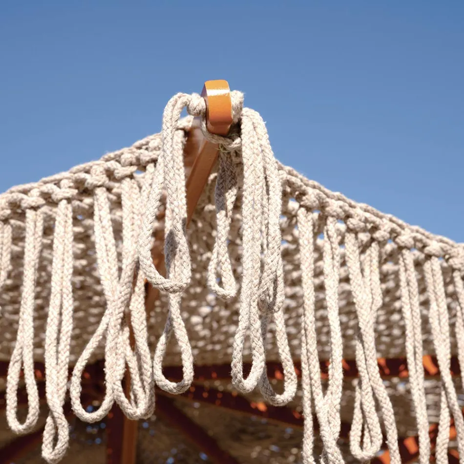 Parasol rond en filet de 2,5 mètres de diamètre avec franges - Soleil Viadurini