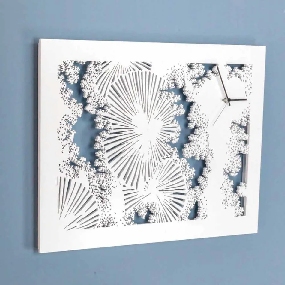 Horloge Murale Design en Bois Blanc ou Colombe Rectangulaire - Artificio Viadurini