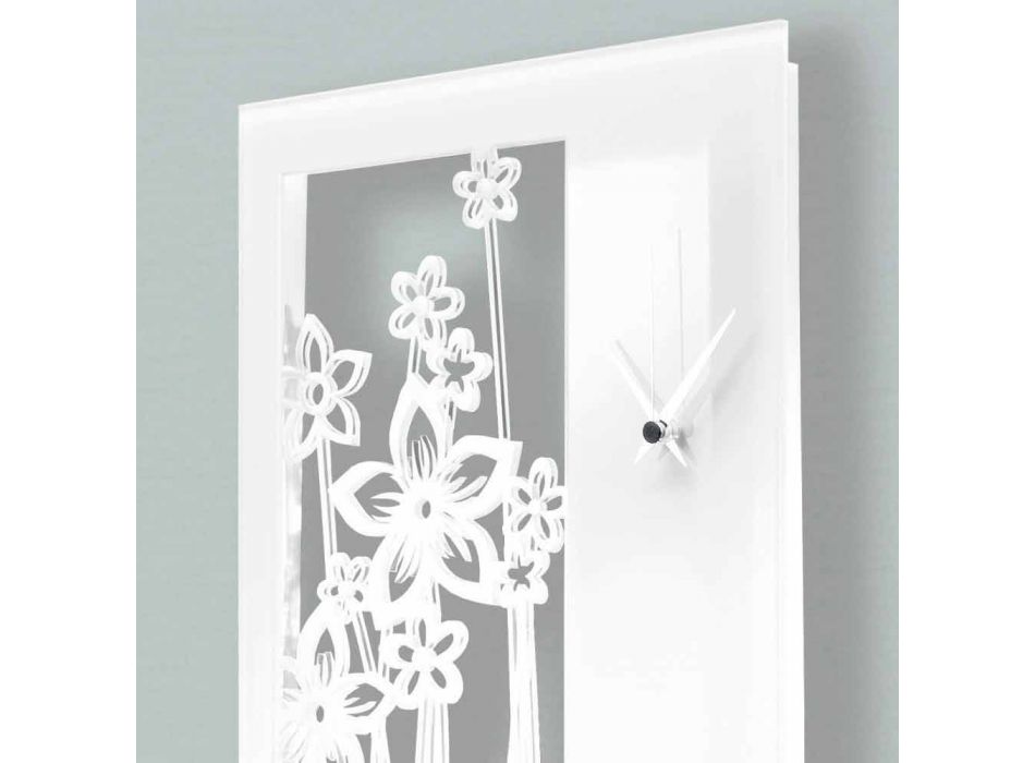 Horloge Murale Design Rectangulaire Moderne en Plexiglas Blanc - Elara Viadurini