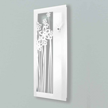 Horloge Murale Design Rectangulaire Moderne en Plexiglas Blanc - Elara Viadurini