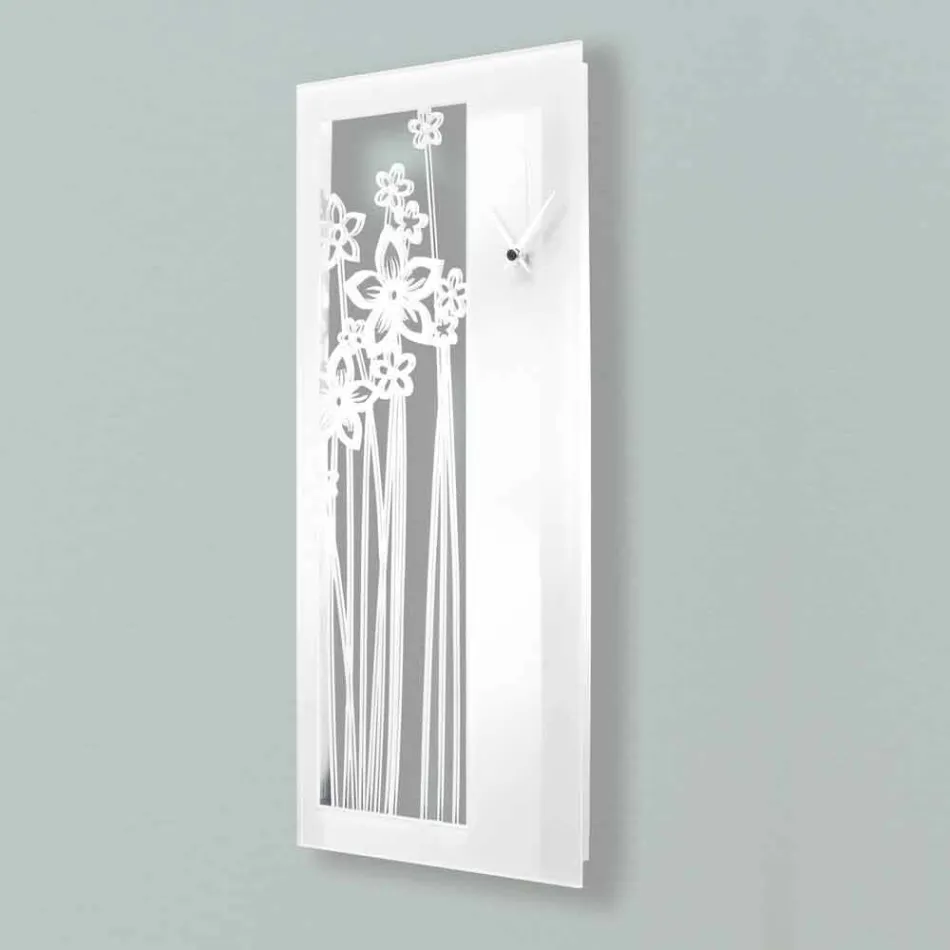 Horloge Murale Design Rectangulaire Moderne en Plexiglas Blanc - Elara Viadurini