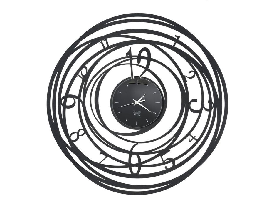 Horloge murale design ronde en fer avec décorations 3 couleurs - Doric Viadurini