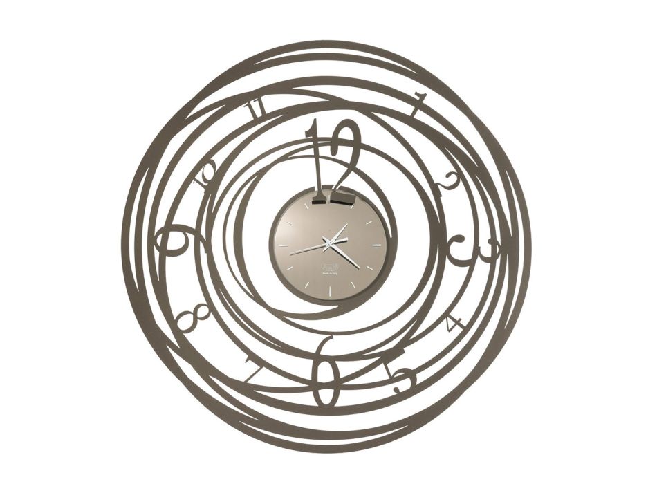Horloge murale design ronde en fer avec décorations 3 couleurs - Doric Viadurini