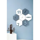 Grande Horloge Murale en Bois Coloré Design Moderne Hexagonal - Nidodape Viadurini