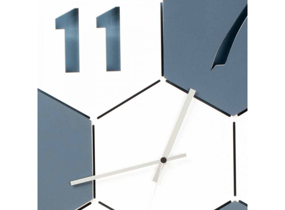 Grande Horloge Murale en Bois Coloré Design Moderne Hexagonal - Nidodape Viadurini