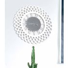 Horloge Murale en Bois Blanc Grand et Design Floral Moderne - Gerbera Viadurini