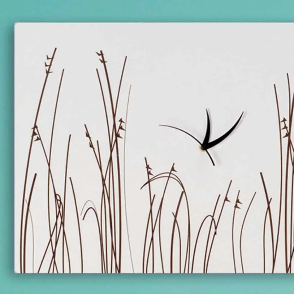 Horloge Murale Rectangulaire Moderne en Bois Blanc - Filigrane Viadurini