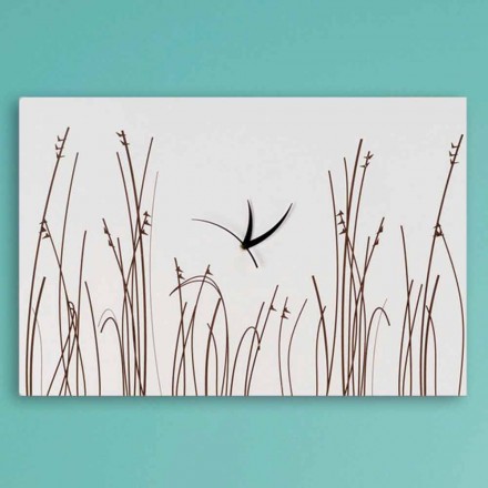Horloge Murale Rectangulaire Moderne en Bois Blanc - Filigrane Viadurini