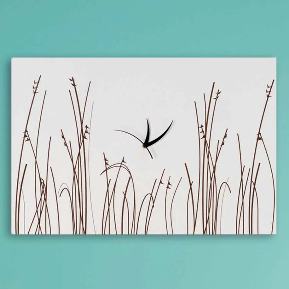 Horloge Murale Rectangulaire Moderne en Bois Blanc - Filigrane Viadurini