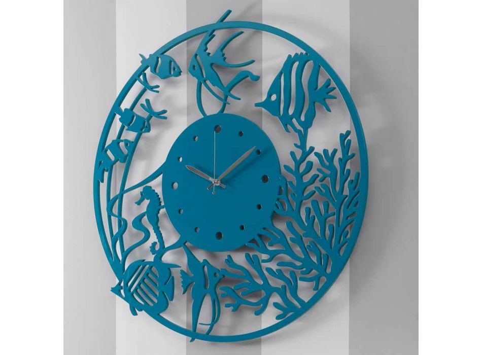 Grande Horloge Murale Moderne en Bois Ronde Colorée - Infondoalmar Viadurini