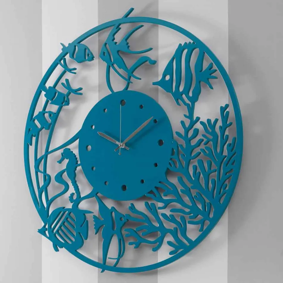 Grande Horloge Murale Moderne en Bois Ronde Colorée - Infondoalmar Viadurini
