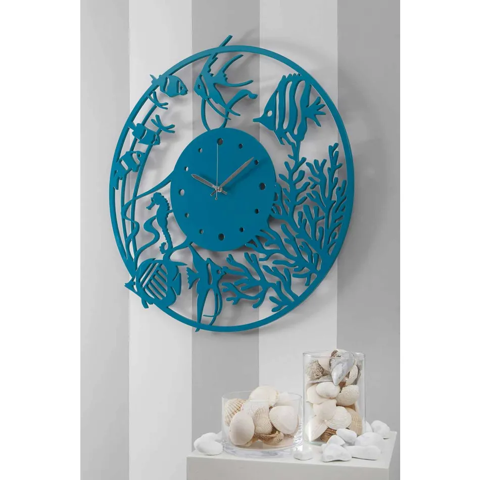 Grande Horloge Murale Moderne en Bois Ronde Colorée - Infondoalmar Viadurini