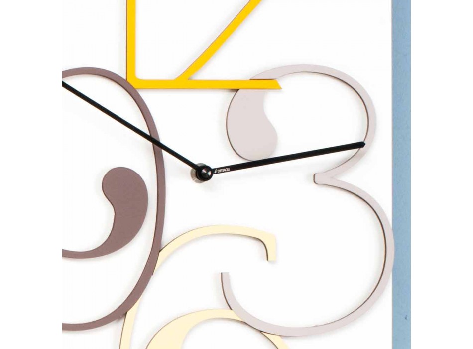 Horloge Murale Design Moderne Rectangulaire en Bois Coloré et Blanc - Mathématiques Viadurini