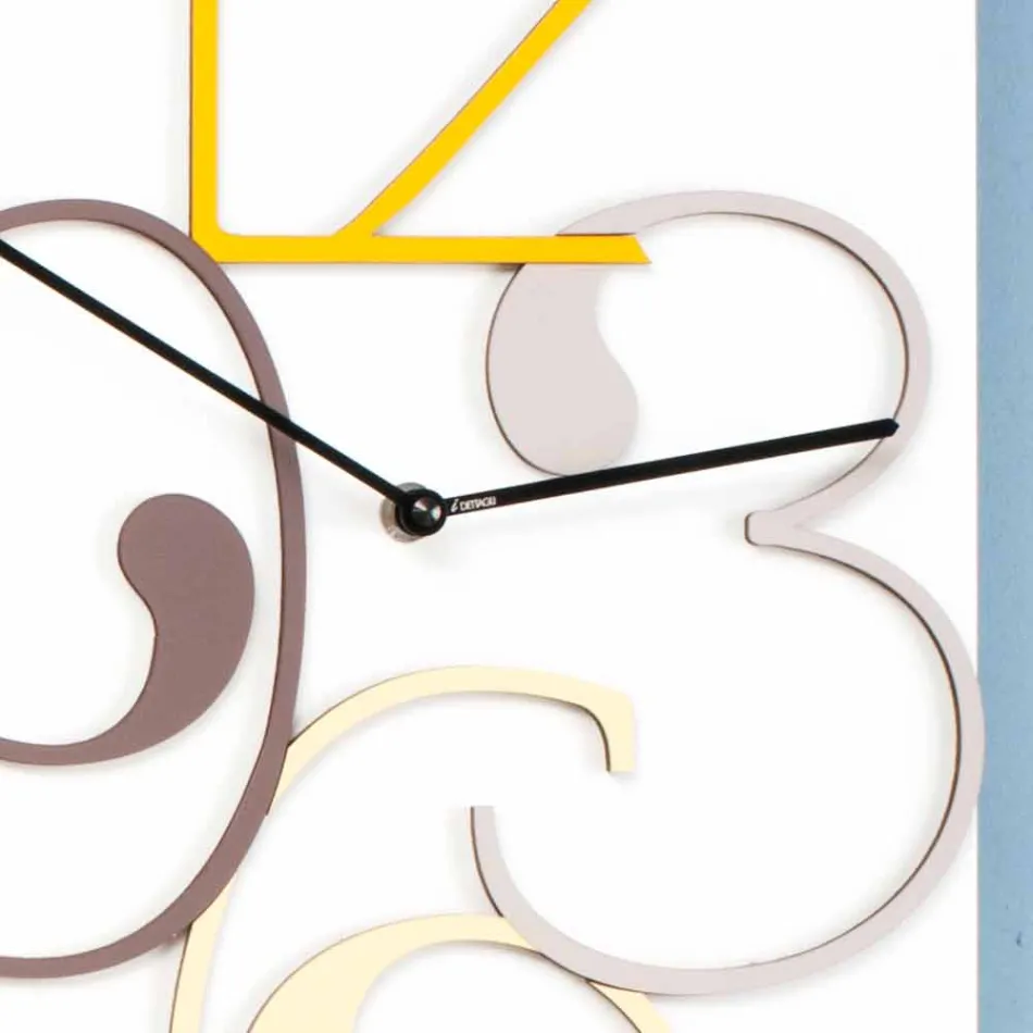 Horloge Murale Design Moderne Rectangulaire en Bois Coloré et Blanc - Mathématiques Viadurini