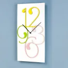 Horloge Murale Design Moderne Rectangulaire en Bois Coloré et Blanc - Mathématiques Viadurini