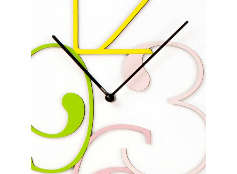 Horloge Murale Design Moderne Rectangulaire en Bois Coloré et Blanc - Mathématiques Viadurini
