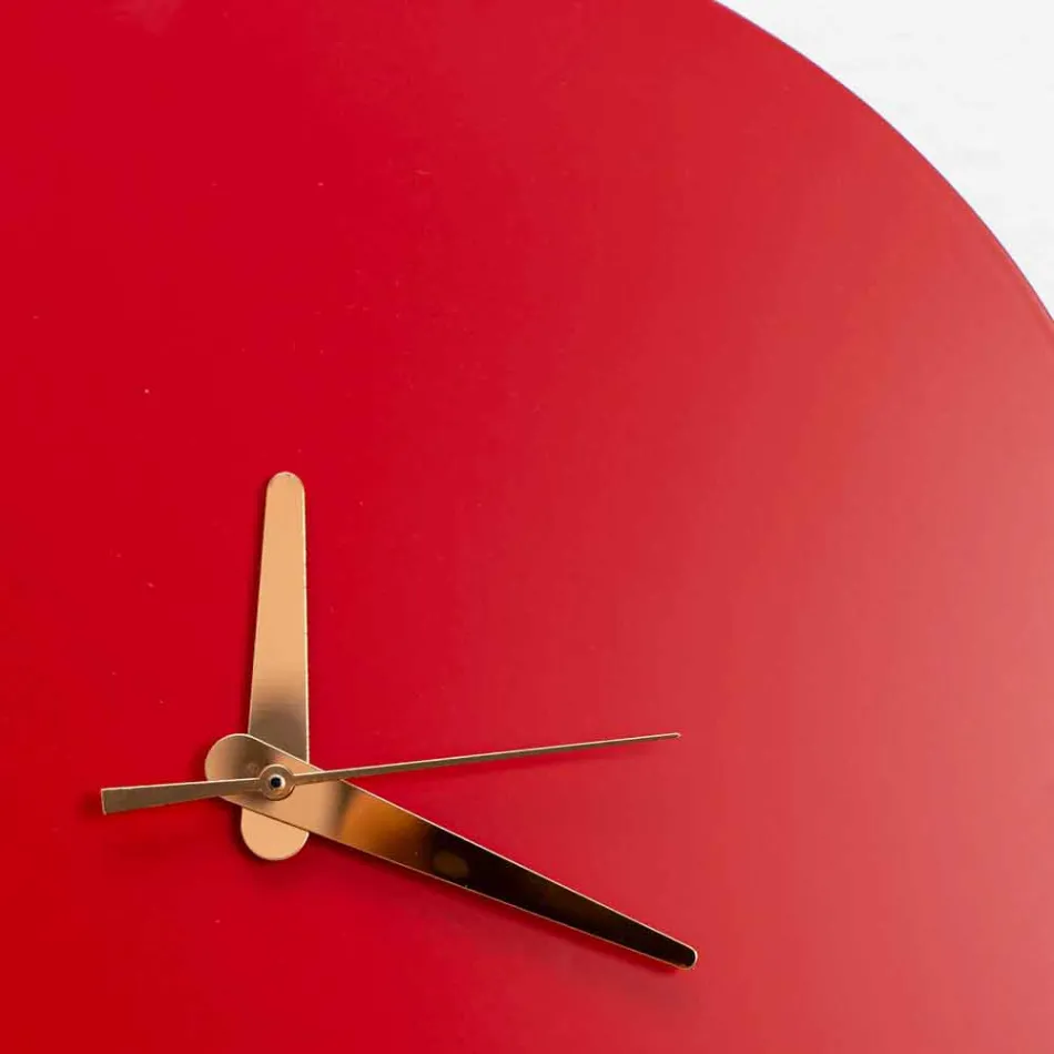 Horloge murale rouge au design italien rond et moderne en bois - Callisto Viadurini
