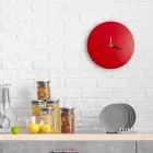 Horloge murale rouge au design italien rond et moderne en bois - Callisto Viadurini