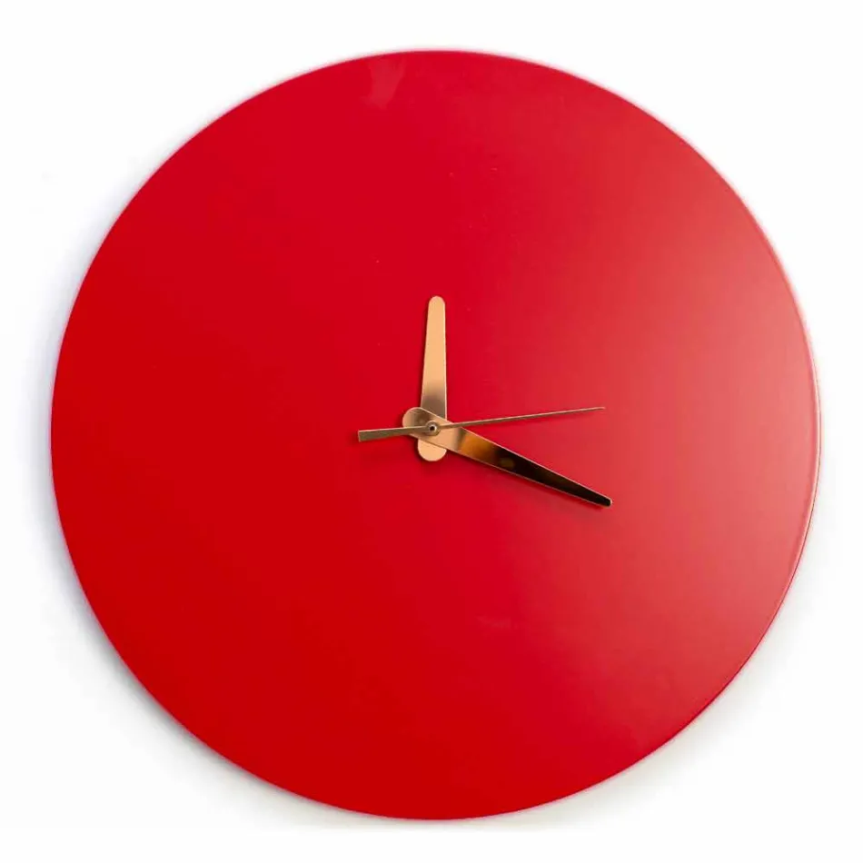 Horloge murale rouge au design italien rond et moderne en bois - Callisto Viadurini