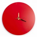 Horloge murale rouge au design italien rond et moderne en bois - Callisto
