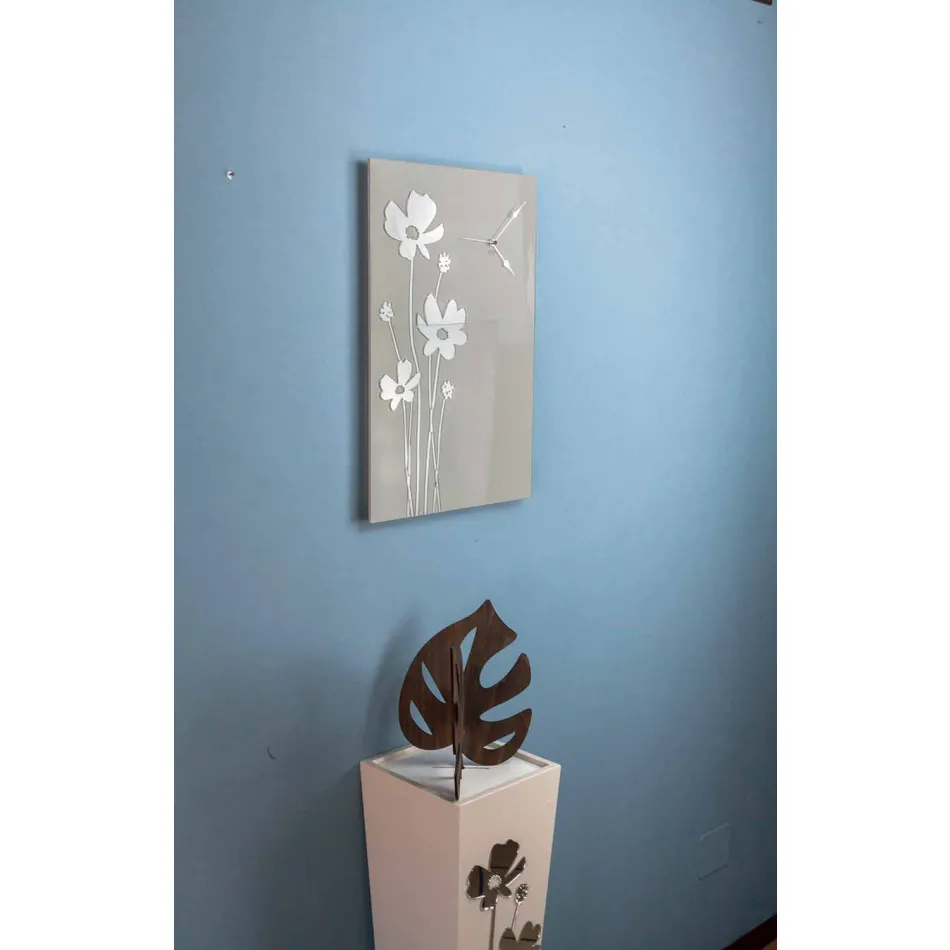 Horloge Murale Design Rectangulaire Marron et Plexiglas - Silene Viadurini