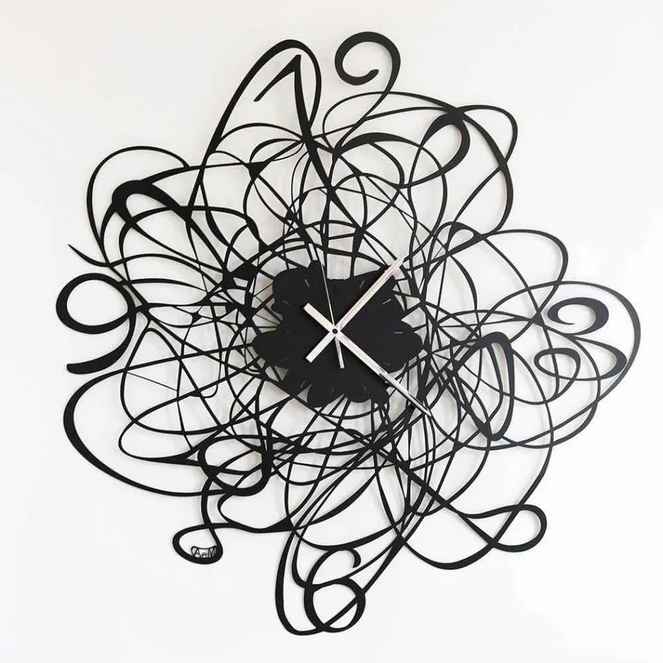 Horloge murale design moderne en fer noir ou blanc Made in Italy - Baldo Viadurini