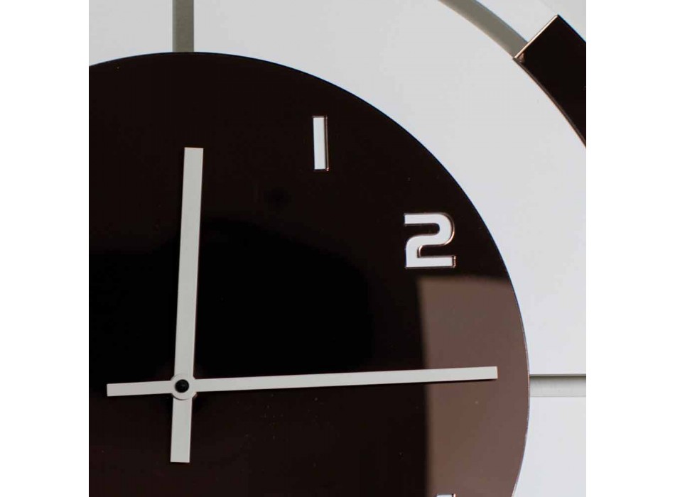 Horloge murale en bois blanc et décorations en bronze de design moderne - Mavia Viadurini